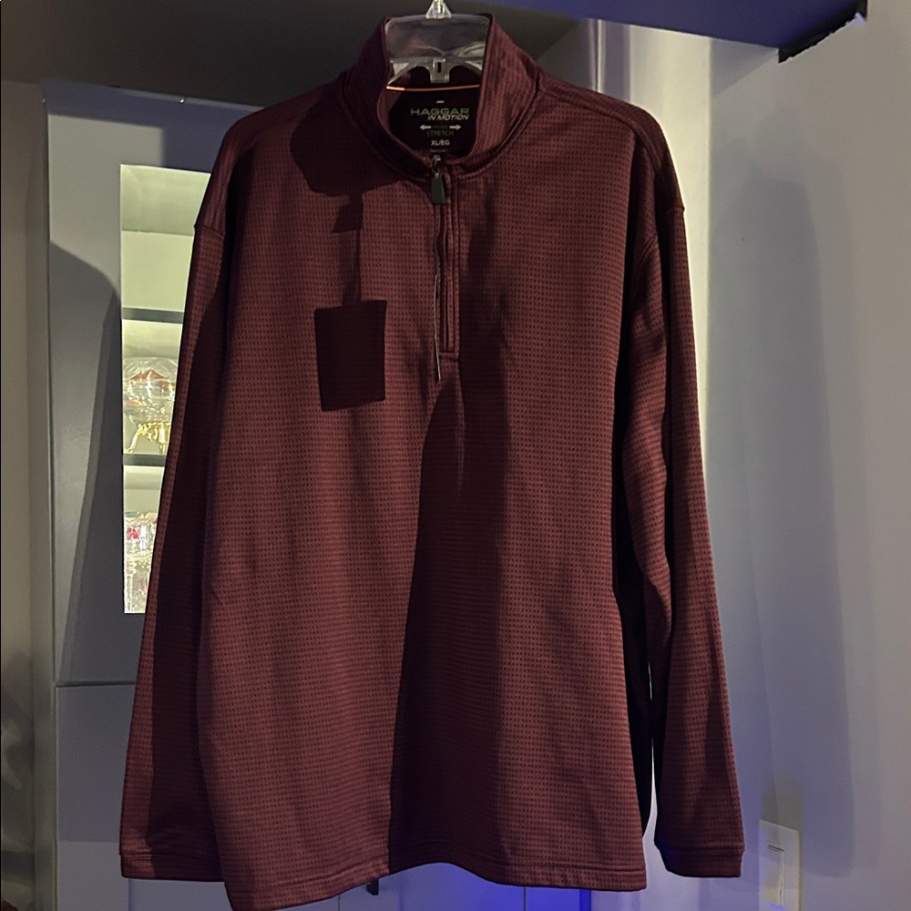 Haggar Men's Burgundy Zip-Up Sweater